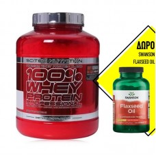 SCITEC NUTRITION 100% WHEY PROFESSIONAL 2350GR + ΔΩΡΟ SWANSON FLAXSEED OIL 1000MG 100SGELS
