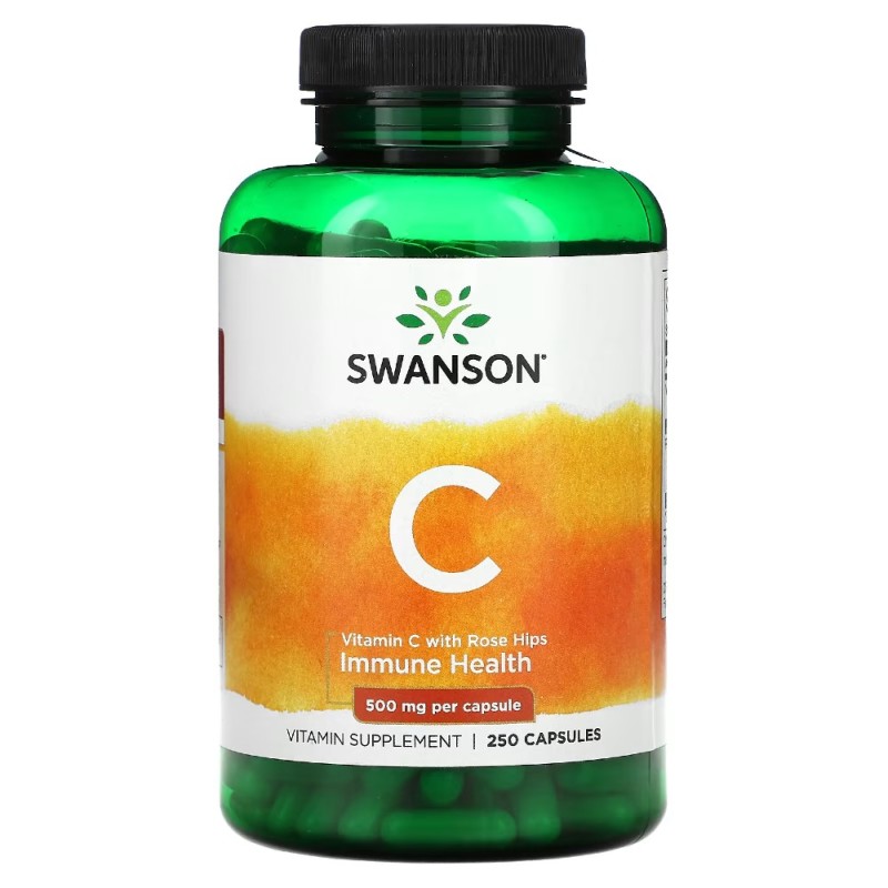 SWANSON VITAMIN C WITH ROSE HIPS 500mg 250caps